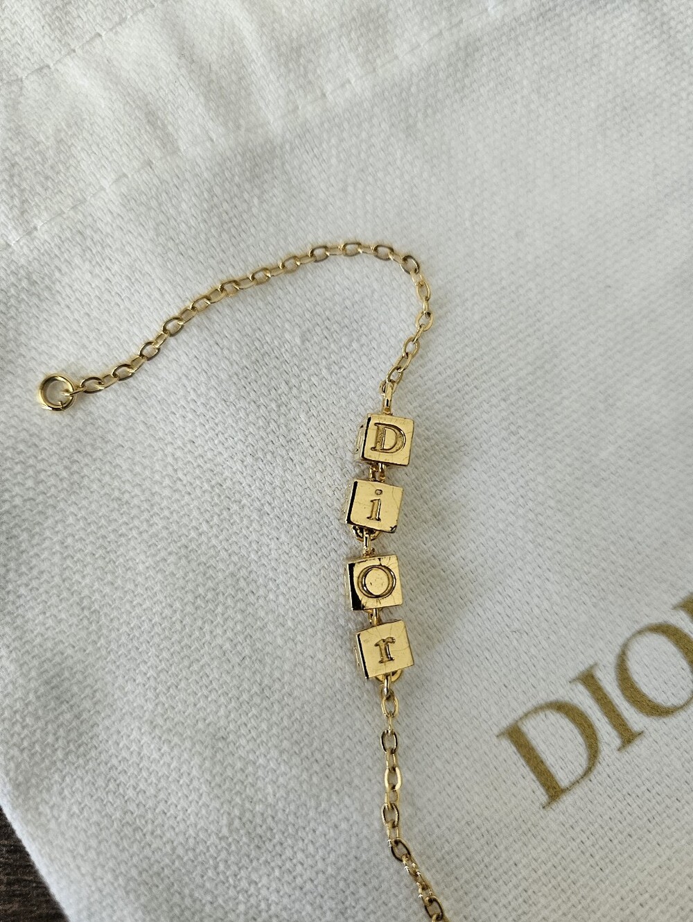 Christian Dior Gold Tone DIOR Cube Bracelet 6 3/4" + Dior Dust & Shopping Bag - Picture 2 of 9